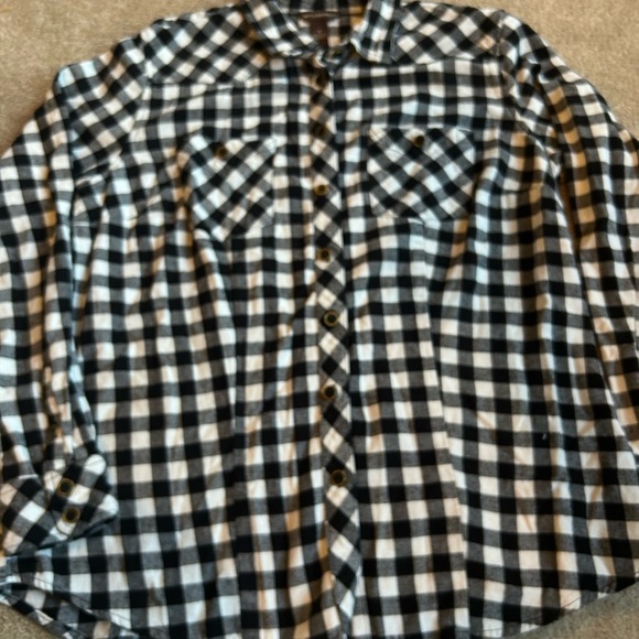 Bit & Bridle Western Style Women’s Flannel M Black White Gingham Plaid Checked - Picture 2 of 7